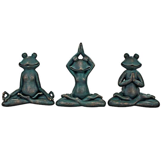 Design Toscano 14&#x22; Zen Garden Frog Statue Set